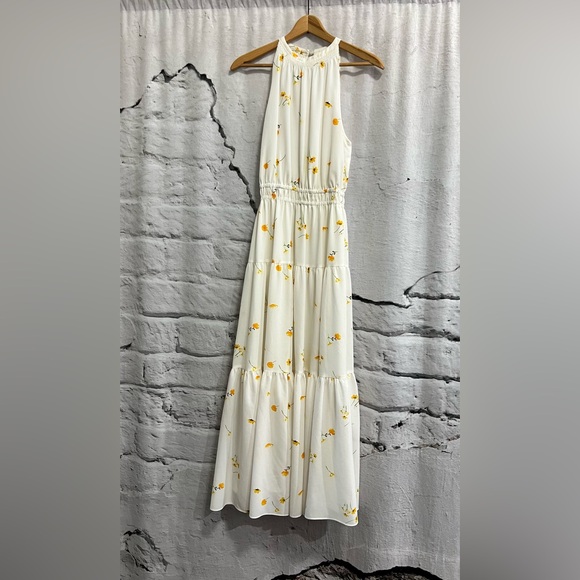 Aritzia Wilfred Effet Dress White Yellow Floral Tiered Maxi Dress‎ Boho Coquette - Picture 4 of 5